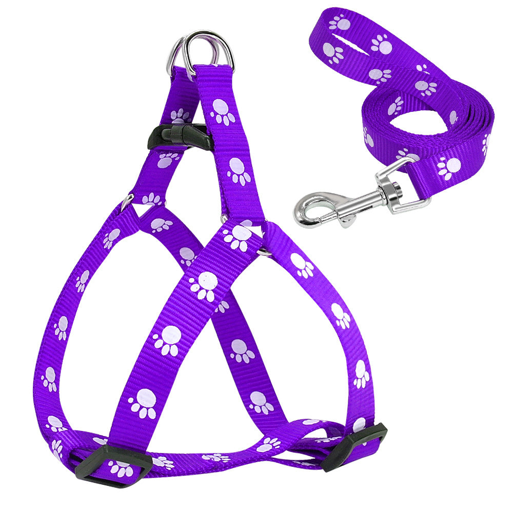 Stylish Paw Print Adjustable Harness & Leash - Pet Bliss