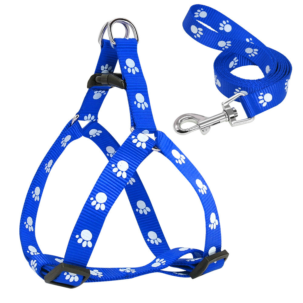 Stylish Paw Print Adjustable Harness & Leash - Pet Bliss