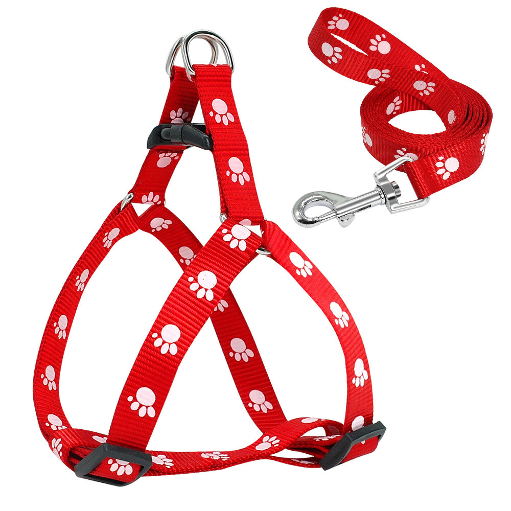 Stylish Paw Print Adjustable Harness & Leash - Pet Bliss