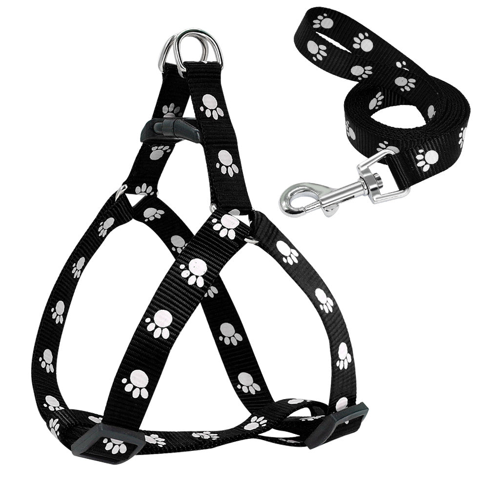 Stylish Paw Print Adjustable Harness & Leash - Pet Bliss