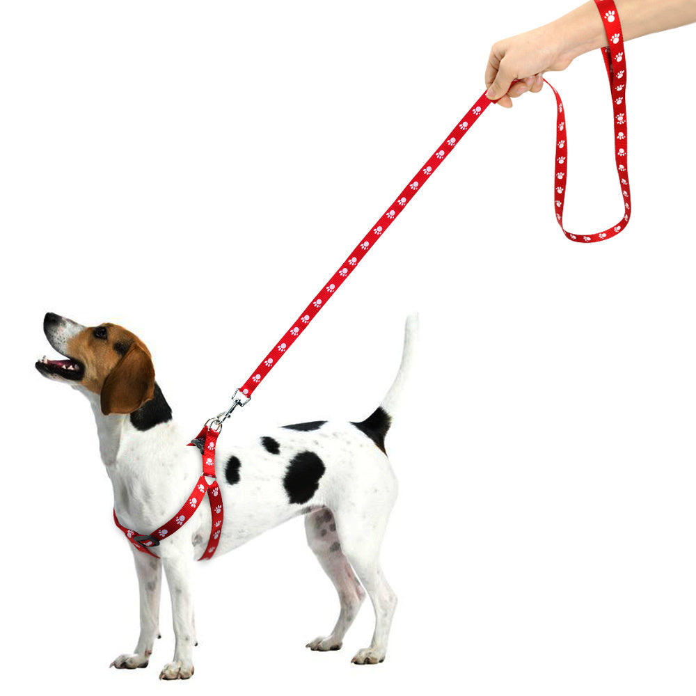 Stylish Paw Print Adjustable Harness & Leash - Pet Bliss