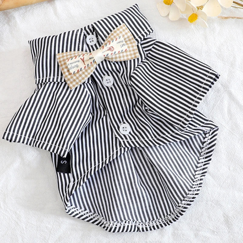 👔 Striped Pet Shirt with Bow Tie – Dapper & Adorable! 🐶 - Pet Bliss