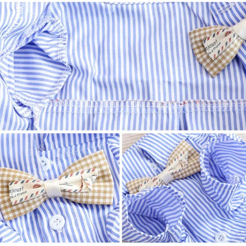 👔 Striped Pet Shirt with Bow Tie – Dapper & Adorable! 🐶 - Pet Bliss