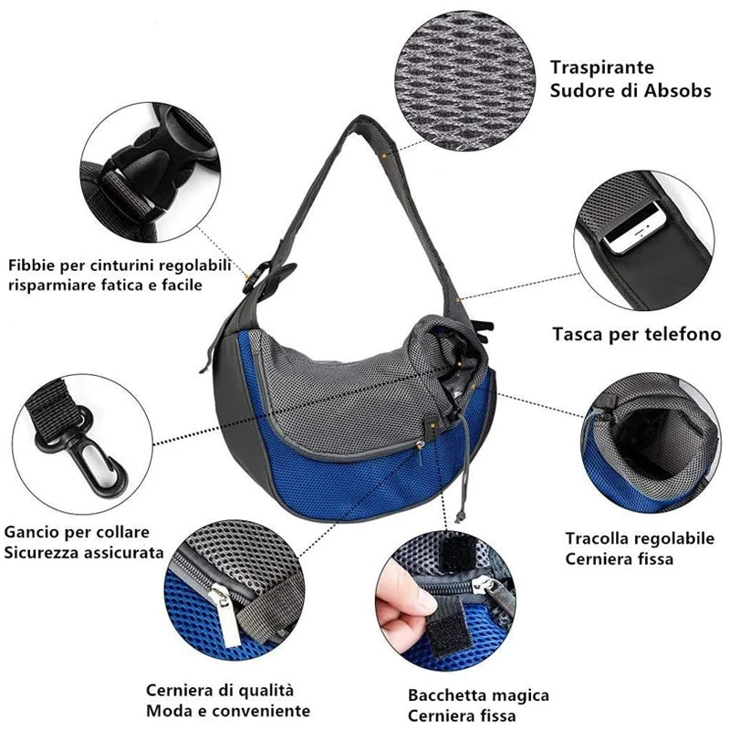 Hands-Free Pet Sling Carrier for Small Dogs & Cats - Pet Bliss