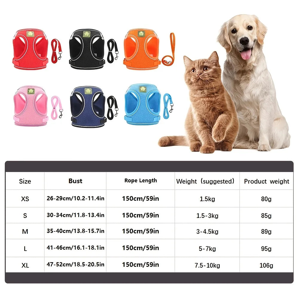 Air Mesh Pet Harness & Leash Set – Cool, Comfy, and Under Control - Pet Bliss