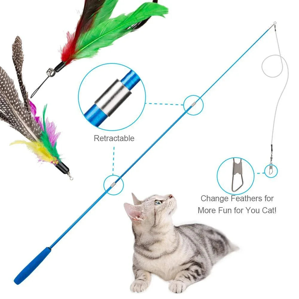 Interactive Cat Feather Wand - 11PCS Set - Pet Bliss