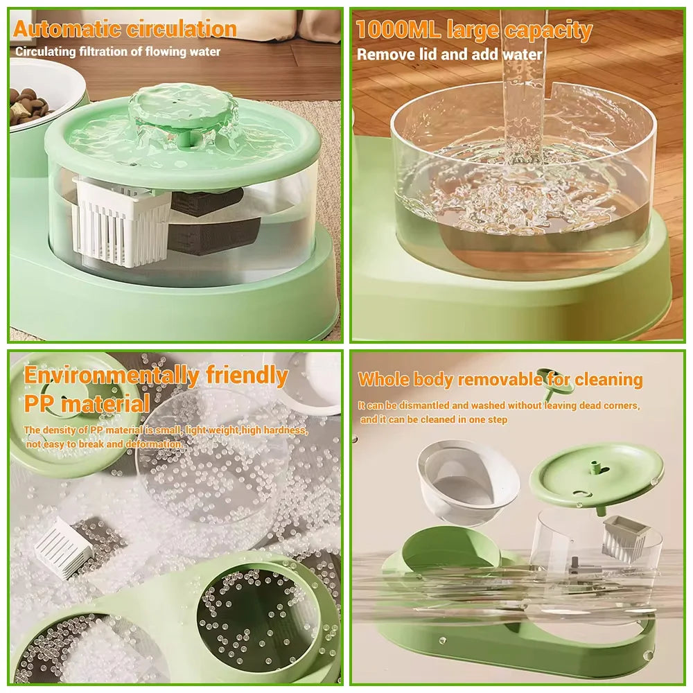 2-in-1 Cat Bowl & Water Fountain – Eat, Drink, and Thrive - Pet Bliss