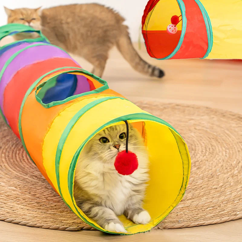 Rainbow Cat Tunnel – The Ultimate Playground for Curious Kitties! - Pet Bliss