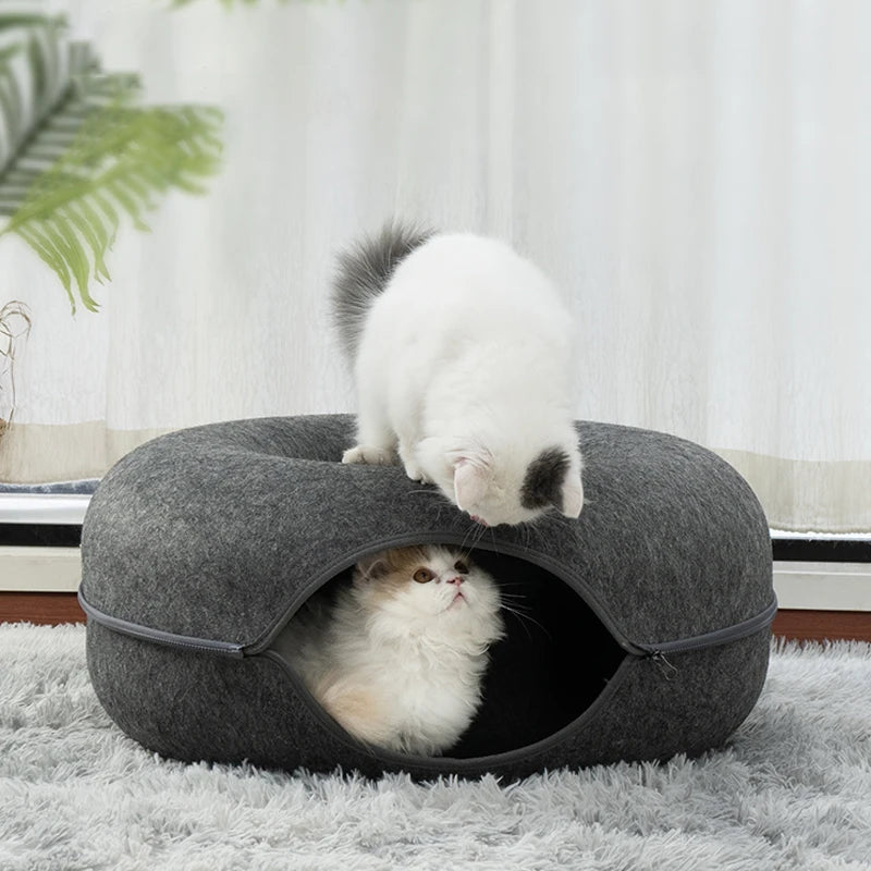 Modern Donut Cat Cave – Sleek, Soft, and Safe - Pet Bliss