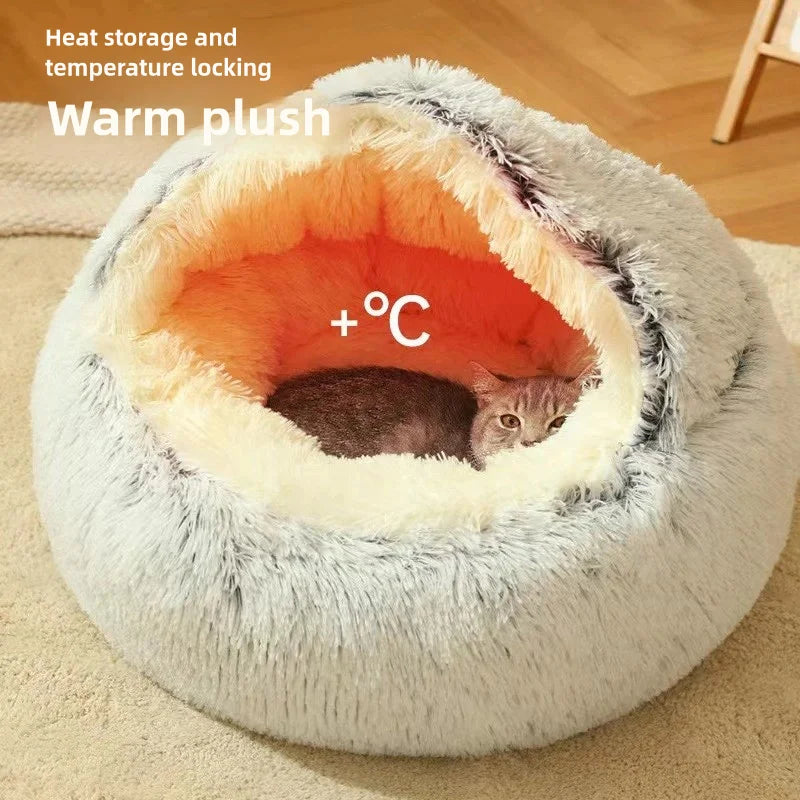 Hooded Plush Nest Bed – Wrapped in Warmth, Covered in Comfort 💤🐾 - Pet Bliss