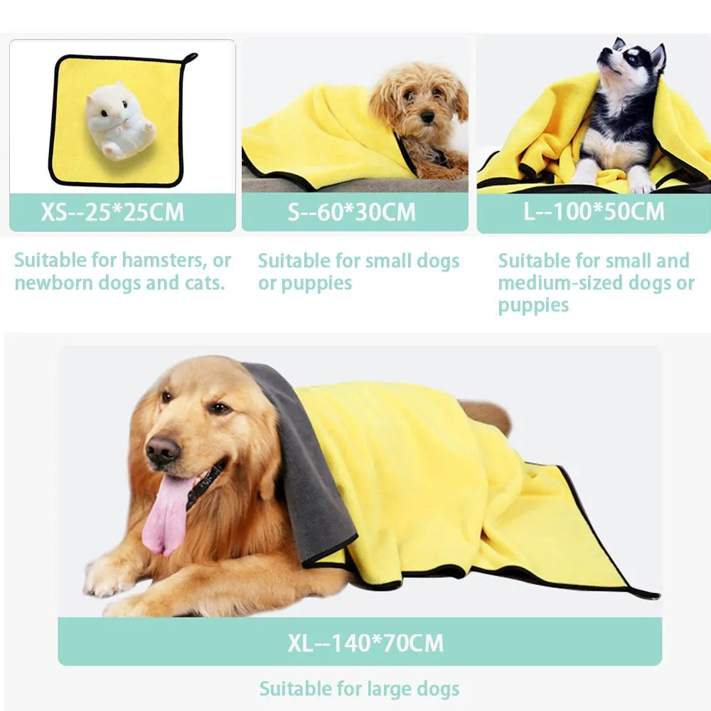 Microfiber Pet Drying Towel – Quick & Gentle Drying for Your Furry Friends! - Pet Bliss