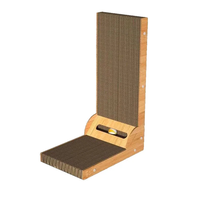Wall-Mounted Cat Scratcher Lounge – Dual-Sided Corrugated Pad with Wooden Frame for Play, Scratch & Rest - Pet Bliss
