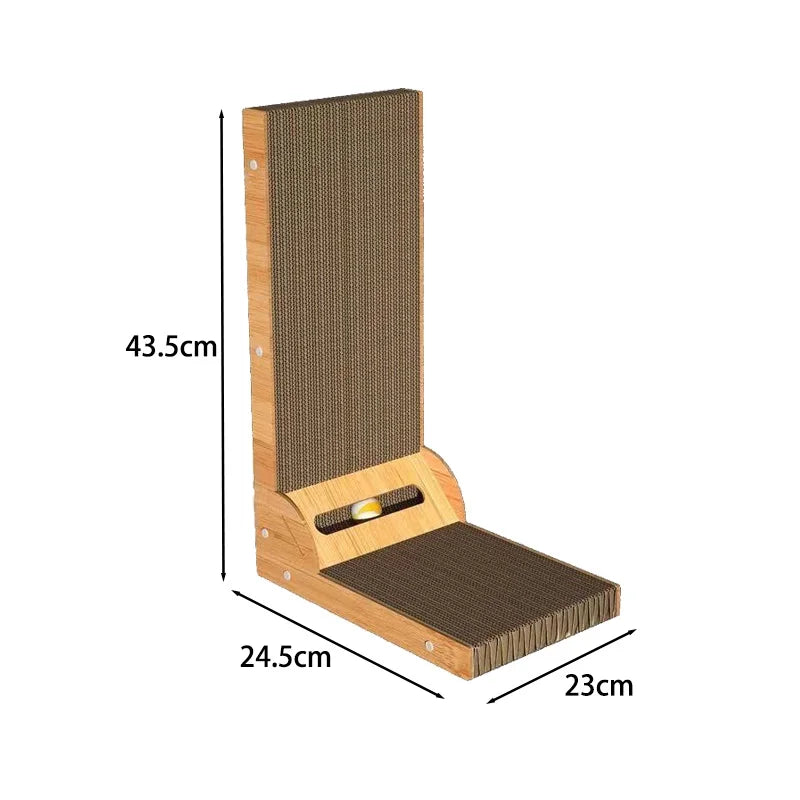 Wall-Mounted Cat Scratcher Lounge – Dual-Sided Corrugated Pad with Wooden Frame for Play, Scratch & Rest - Pet Bliss
