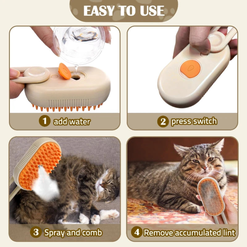 SteamEase 3-in-1 Pet Brush 🐾 - Pet Bliss