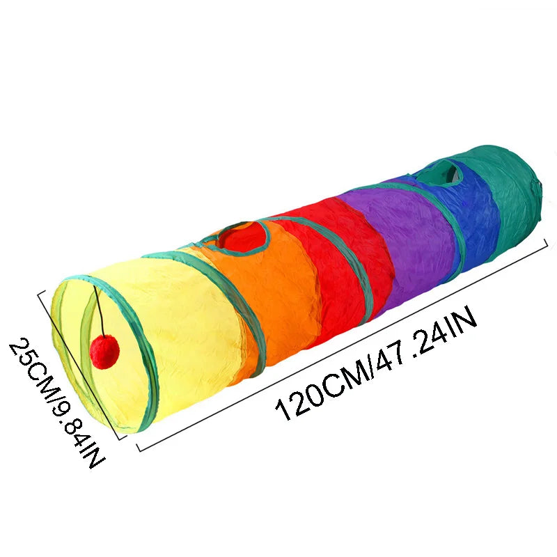 Rainbow Cat Tunnel – The Ultimate Playground for Curious Kitties! - Pet Bliss