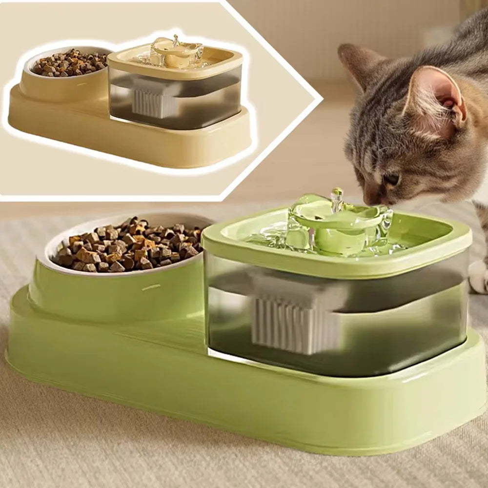 2-in-1 Cat Bowl & Water Fountain – Eat, Drink, and Thrive - Pet Bliss