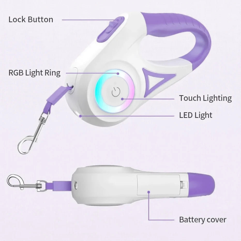 LED Retractable Leash – Light Up Your Night Walks - Pet Bliss