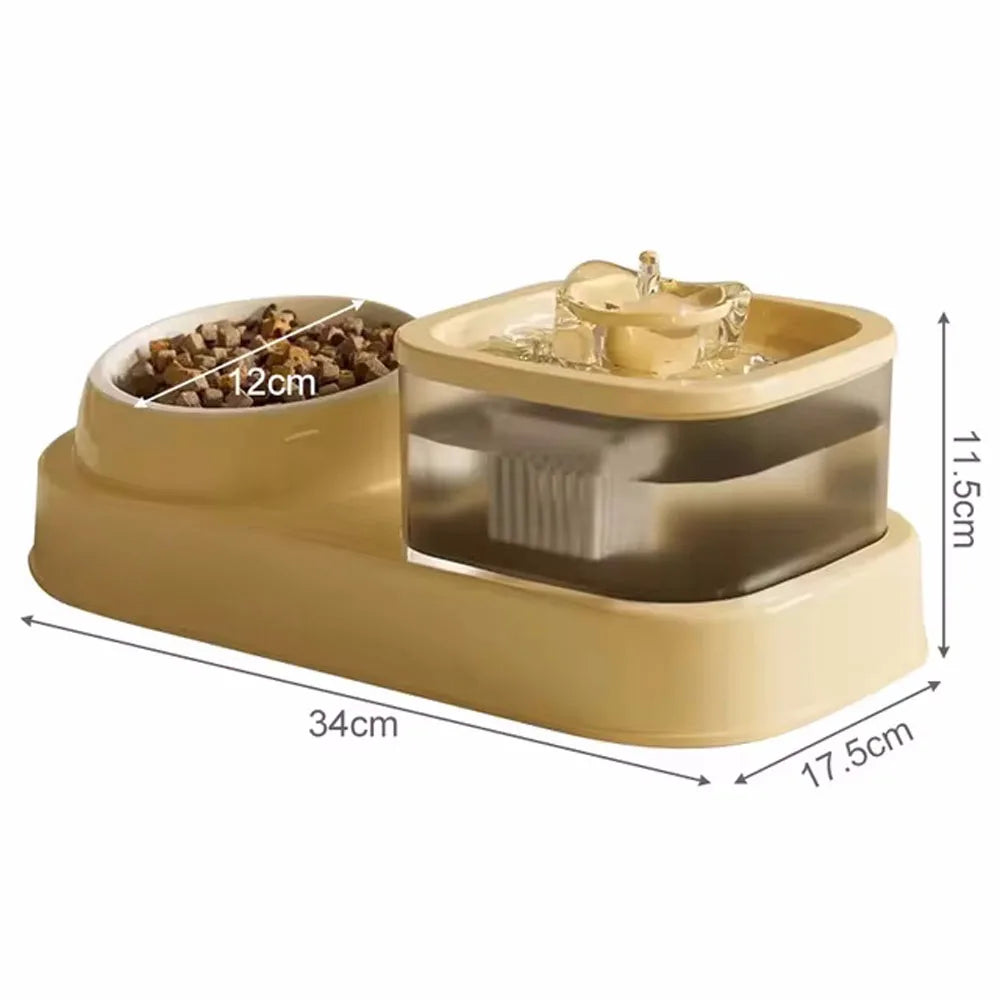 2-in-1 Cat Bowl & Water Fountain – Eat, Drink, and Thrive - Pet Bliss