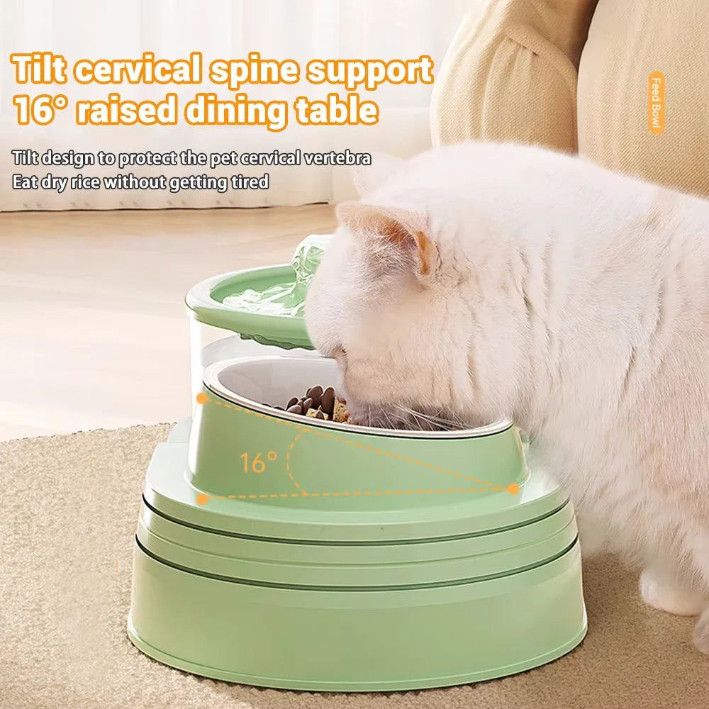 2-in-1 Cat Bowl & Water Fountain – Eat, Drink, and Thrive - Pet Bliss