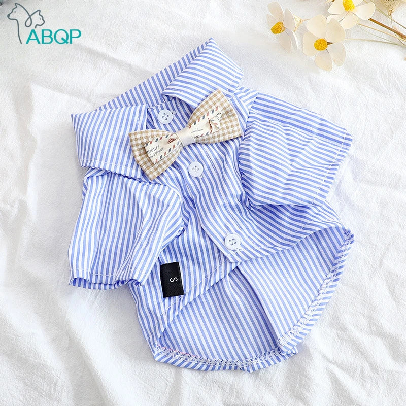 👔 Striped Pet Shirt with Bow Tie – Dapper & Adorable! 🐶 - Pet Bliss