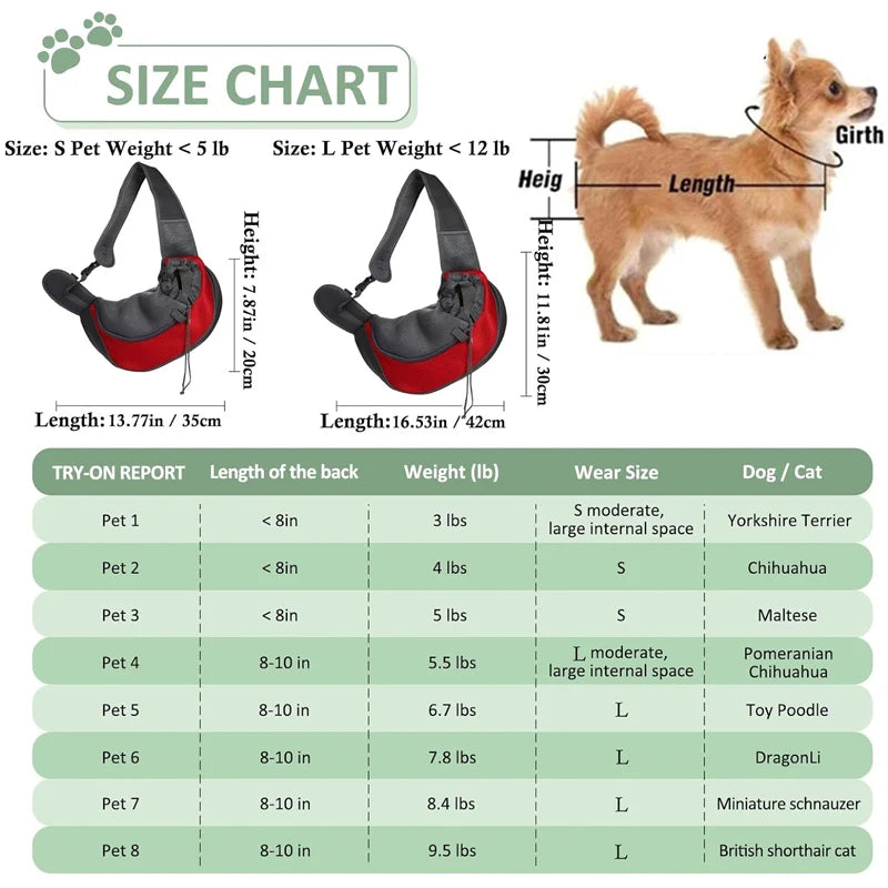 Hands-Free Pet Sling Carrier for Small Dogs & Cats - Pet Bliss
