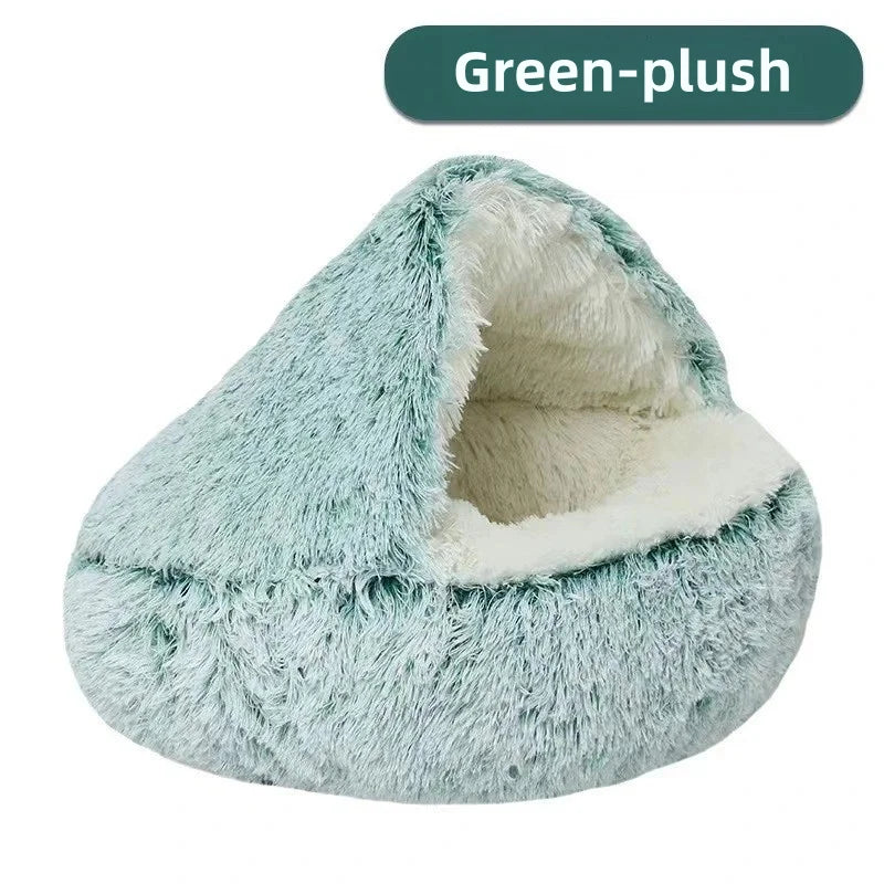 Hooded Plush Nest Bed – Wrapped in Warmth, Covered in Comfort 💤🐾 - Pet Bliss