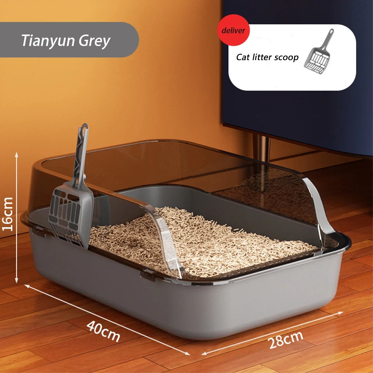 Open Cat Litter Box with Scoop - Pet Bliss