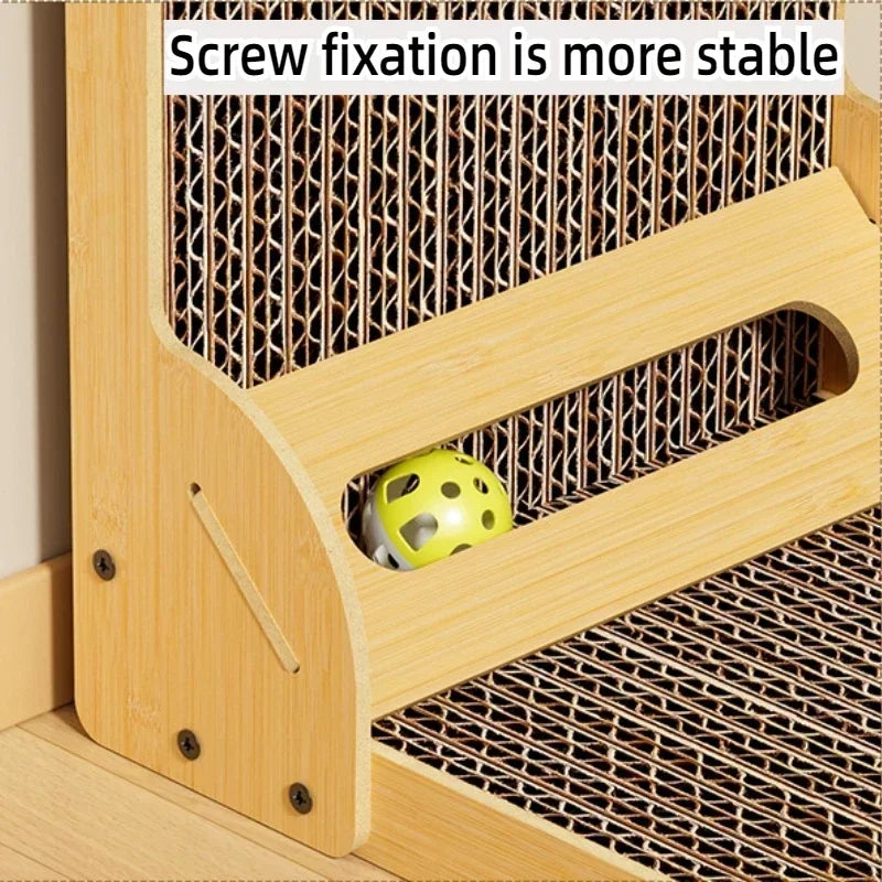 Wall-Mounted Cat Scratcher Lounge – Dual-Sided Corrugated Pad with Wooden Frame for Play, Scratch & Rest - Pet Bliss