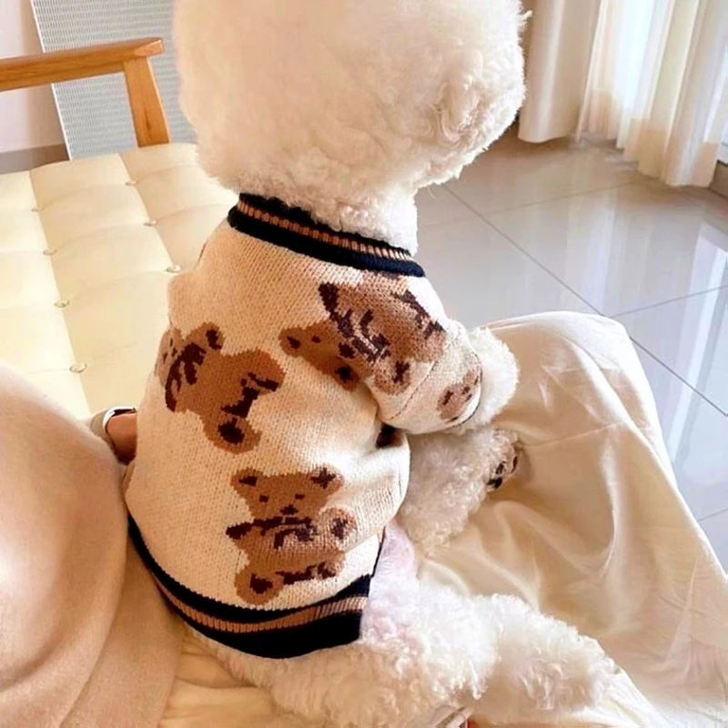 🧸 Teddy Bear Knit Cardigan – Cuteness Meets Cozy! - Pet Bliss
