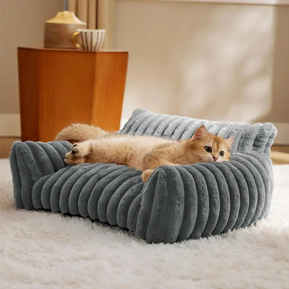Plush Sofa Pet Bed – Cozy Lounger for Cats & Dogs - Pet Bliss