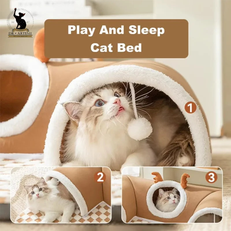 Play & Sleep Tunnel Cat Bed – Where Naps Meet Adventure 🐱🛋️ - Pet Bliss
