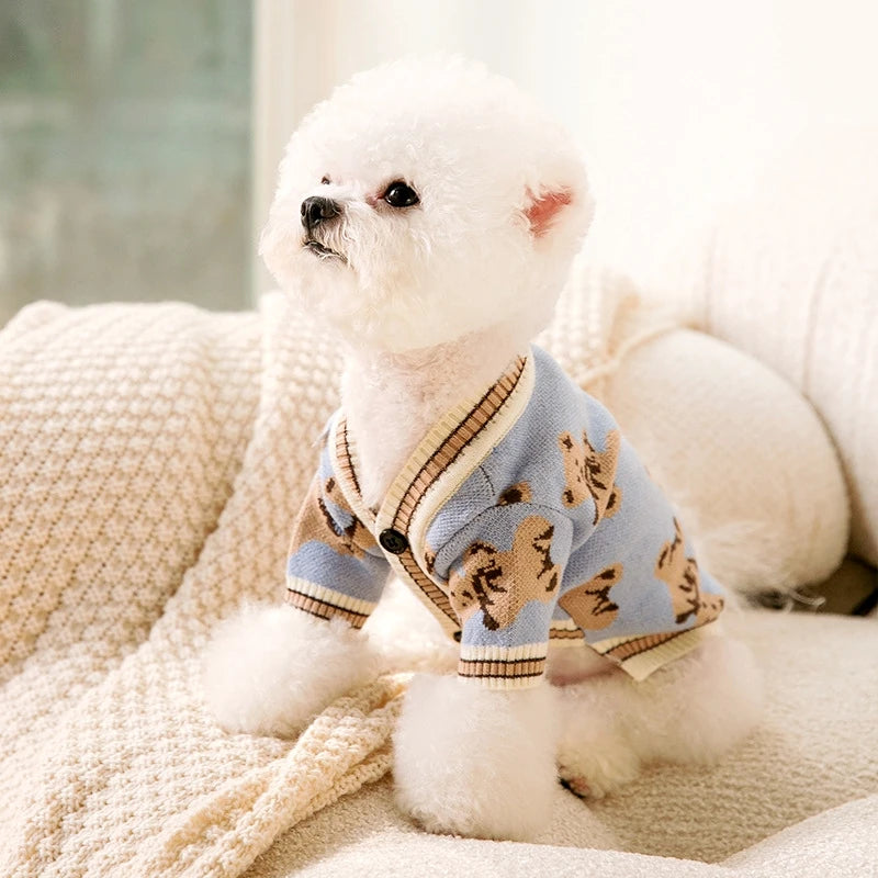 🧸 Teddy Bear Knit Cardigan – Cuteness Meets Cozy! - Pet Bliss