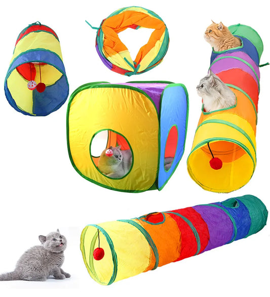 Rainbow Cat Tunnel – The Ultimate Playground for Curious Kitties! - Pet Bliss