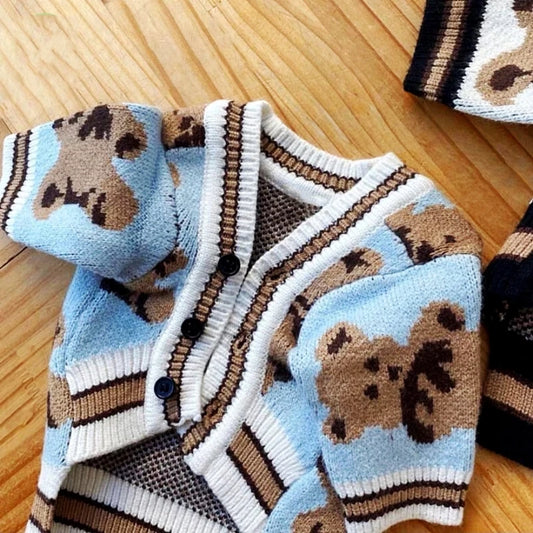 🧸 Teddy Bear Knit Cardigan – Cuteness Meets Cozy! - Pet Bliss