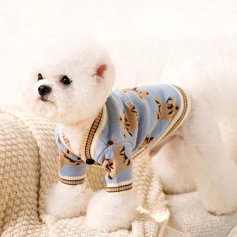 🧸 Teddy Bear Knit Cardigan – Cuteness Meets Cozy! - Pet Bliss