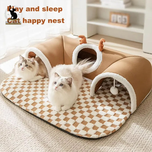 Play & Sleep Tunnel Cat Bed – Where Naps Meet Adventure 🐱🛋️ - Pet Bliss