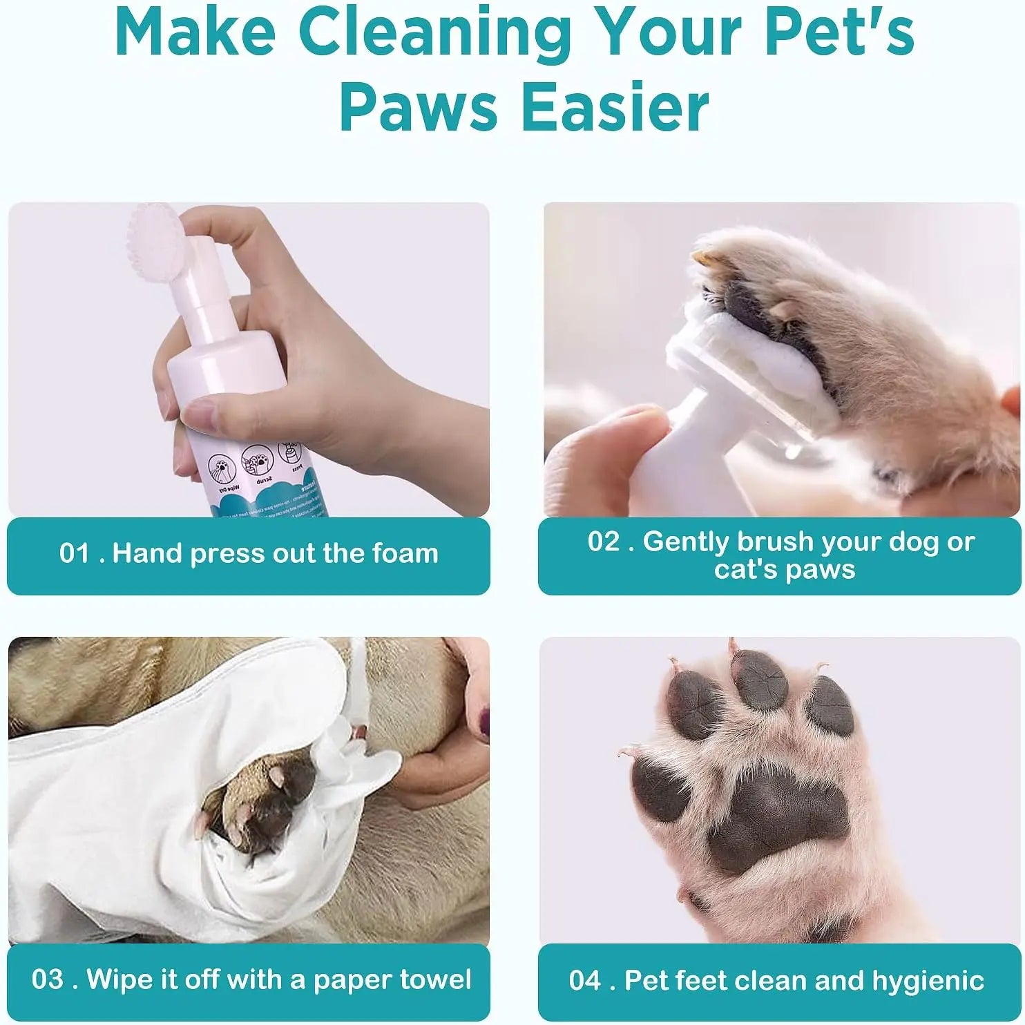 No-Rinse Foaming Pet Paw Cleanser - Pet Bliss