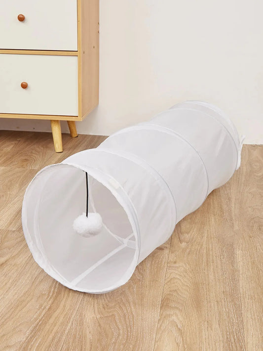 Collapsible White Cat Tunnel – Fun, Cozy & Interactive Playtime! - Pet Bliss