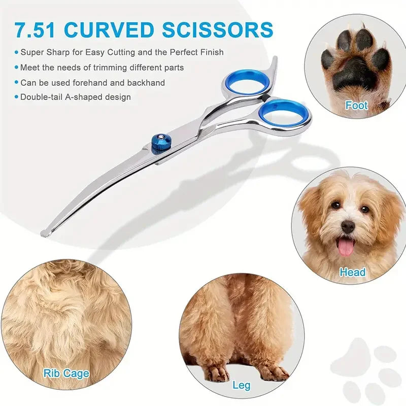 7-Inch Curved Pet Grooming Scissors – Professional & Safe Trimming - Pet Bliss