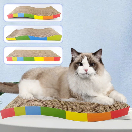 Rainbow Cat Scratcher Lounge – Scratch, Stretch & Relax in Style! - Pet Bliss