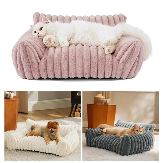 Plush Sofa Pet Bed – Cozy Lounger for Cats & Dogs - Pet Bliss