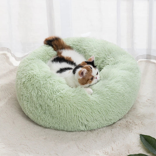 Donut Cuddle Bed – Soothing Sleep for Cats & Small Dogs - Pet Bliss