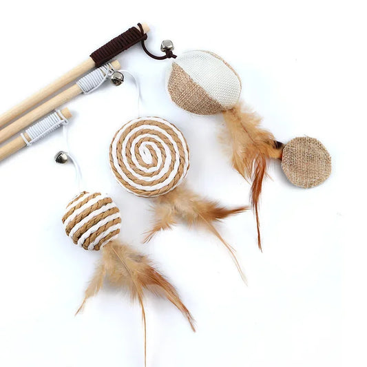 Interactive Cat Wand Toy Set 🎣 - Pet Bliss
