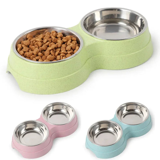 Double Stainless-Steel Pet Bowls – Mealtime Made Simple - Pet Bliss