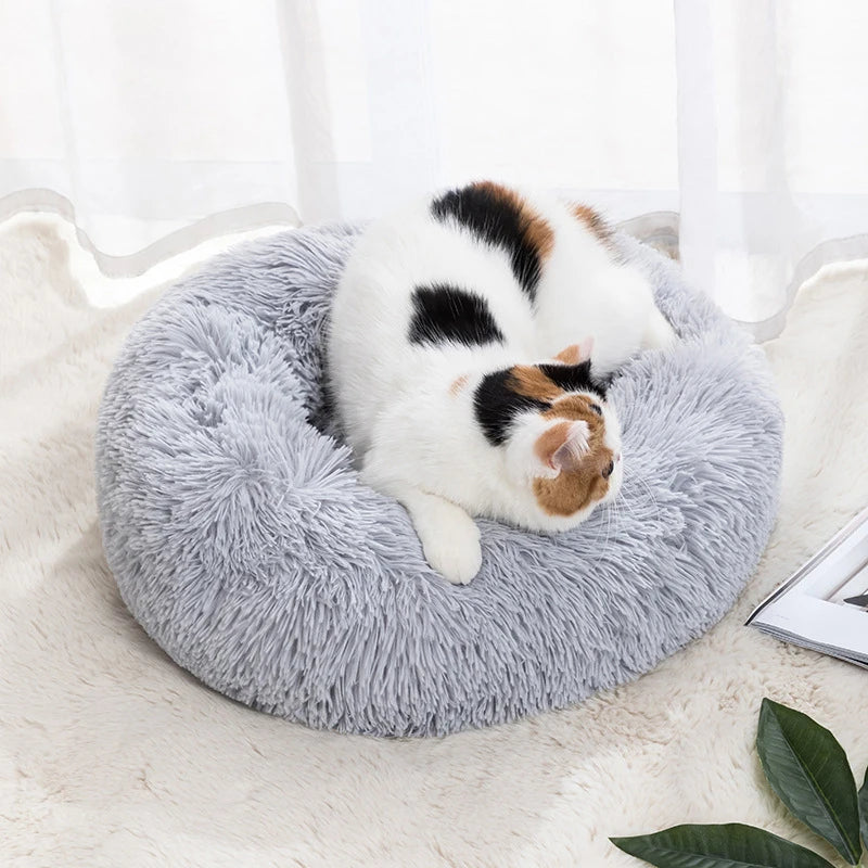 Donut Cuddle Bed – Soothing Sleep for Cats & Small Dogs - Pet Bliss