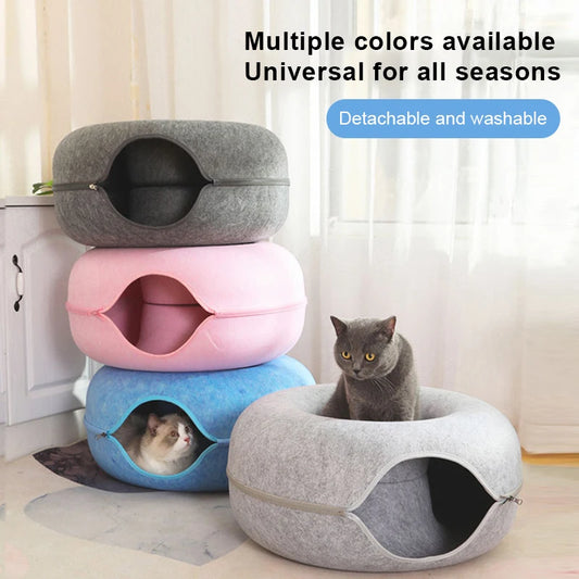 Modern Donut Cat Cave – Sleek, Soft, and Safe - Pet Bliss