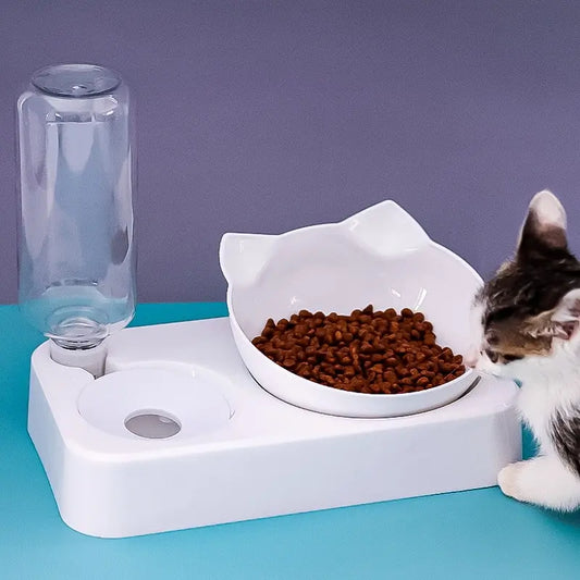 Minimalist Cat Bowl Set with Water Dispenser – Clean, Cute & Clever - Pet Bliss