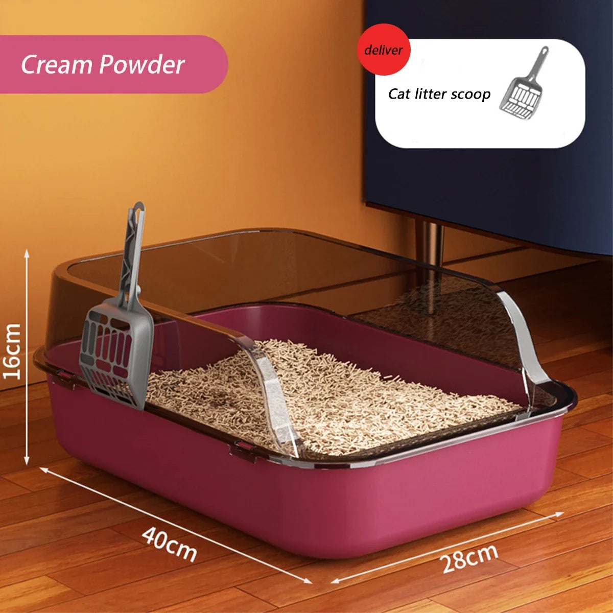 Open Cat Litter Box with Scoop - Pet Bliss