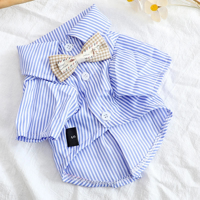 👔 Striped Pet Shirt with Bow Tie – Dapper & Adorable! 🐶 - Pet Bliss